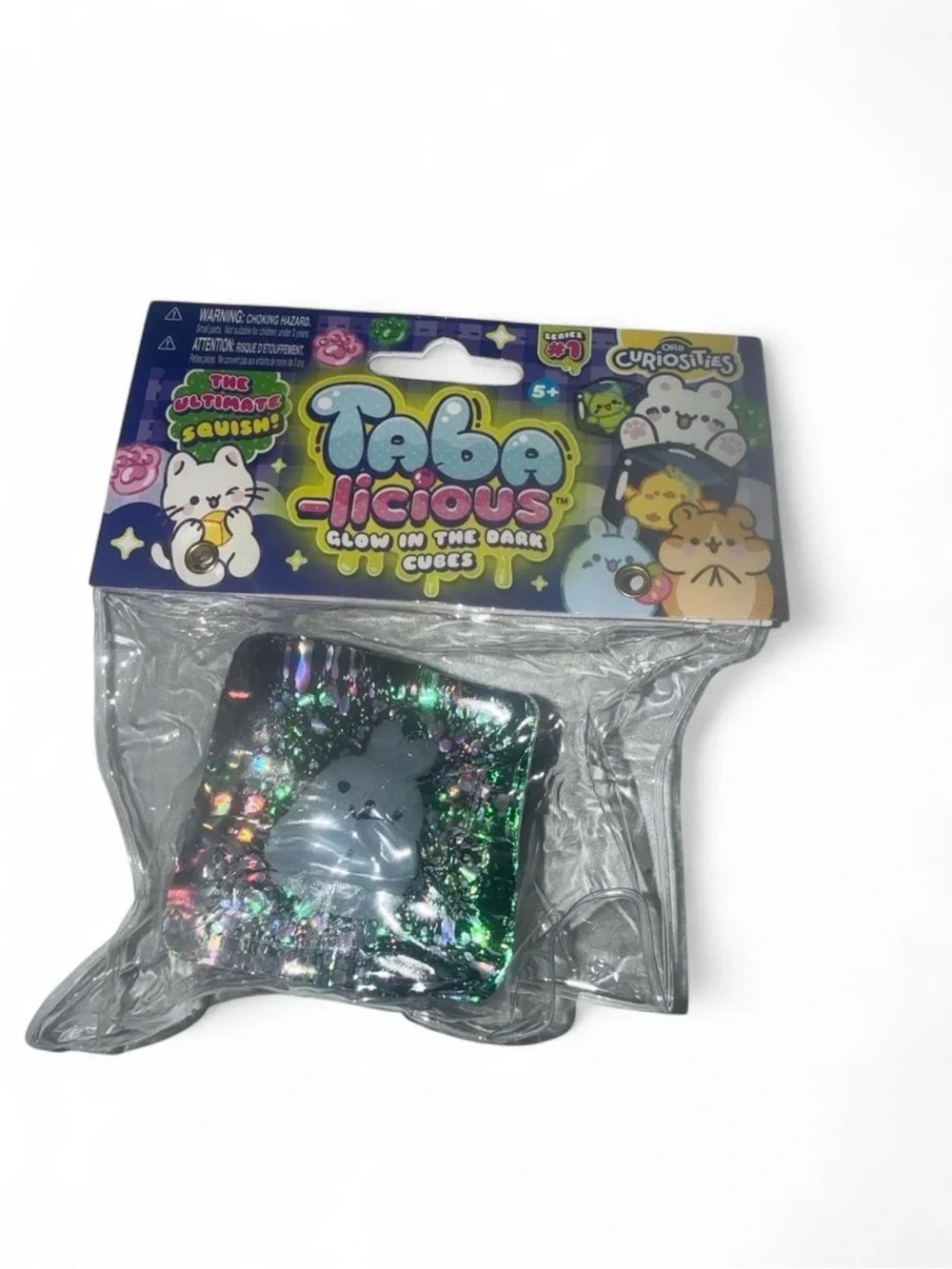 Glow-in-the-Dark Squishy Cube - Silver Glitter